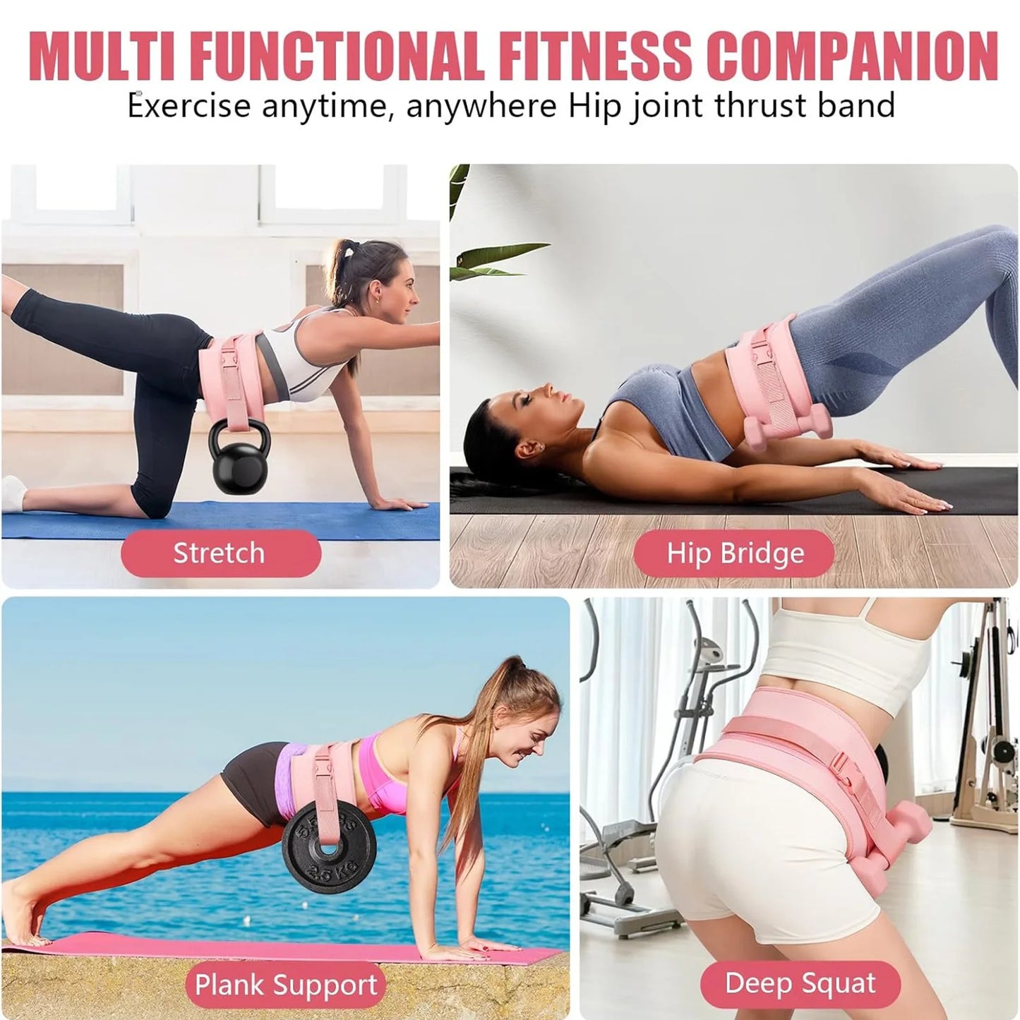 Exercise Hip Thrust Belt - Dumbbell Hip Thrust Belt, Thicken & Widen, Comfortable for Dumbbells, Kettlebells or Plates