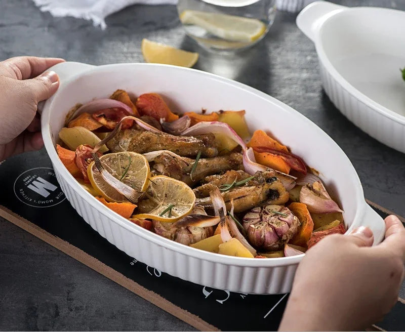 Oven Baking Tray Bakeware Ceramic Pans Bread Pan Baking Tools and Accessories Porcelain Dishes Kitchen Utensils Cooking Bar