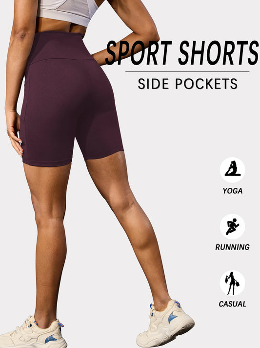 Plus Size Women Biker Shorts with Pockets High Waisted Super Soft No See Through Tummy Control Running Yoga