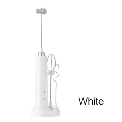 Handheld USB Rechargeable Mixer - Mini Electric Milk Frother with 3 Speeds, Whisking & Baking Aid, Multi-functional Attachments