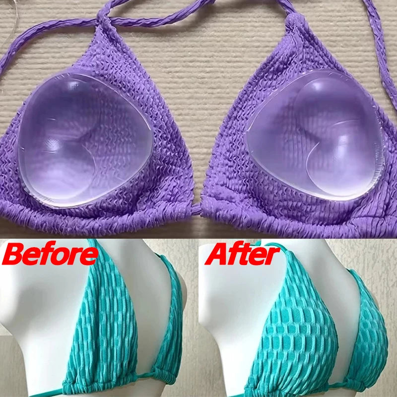 2pcs Silicone Bra Inserts Breast Pads Sticky Push-up Women Bra Cup Thicker Nipple Cover Patch Bikini Inserts for Swimsuit Gifts