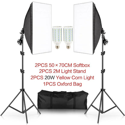 Photography 50x70CM Softbox Light Kits Professional Light System With E27 Photographic Bulbs Photo Studio Equipment