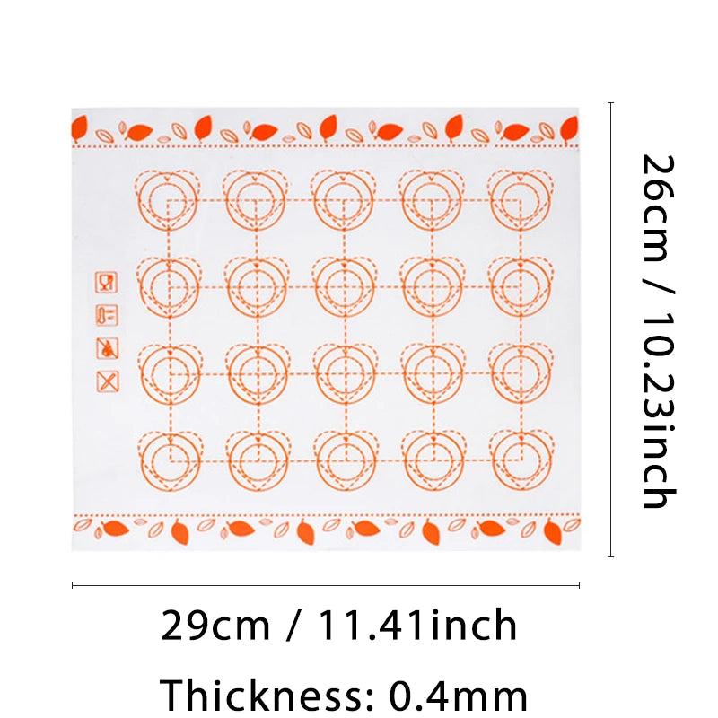 Baking Mat for Oven, Small 29 x 26cm, White, with Circles & Hearts Patterns, Reusable Non Stick Bakeware Mats for Cookie Macaron
