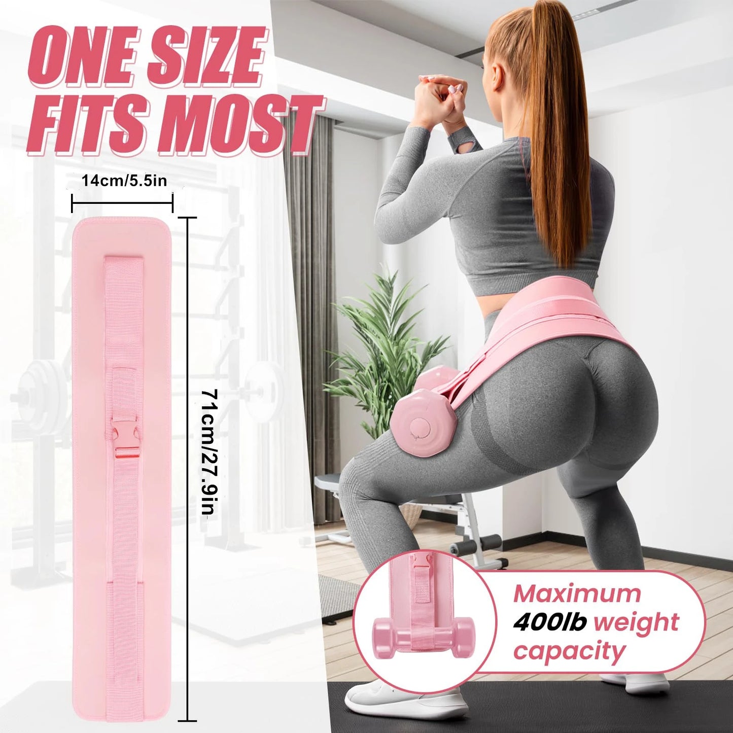 Exercise Hip Thrust Belt - Dumbbell Hip Thrust Belt, Thicken & Widen, Comfortable for Dumbbells, Kettlebells or Plates