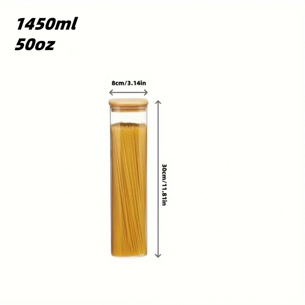   2/4/6/8Pcs Square Glass Sealed Jars, Kitchen Organizers, Storage Containers with Bamboo Lids, Glass Jars, Multi-Capacity Combination Set, Coffee Storage Containers, Suitable for Kitchen Spices, Coffee, Grains, Candies, Coo