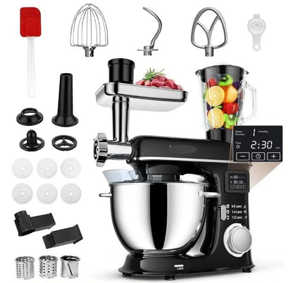 8L Multifunctional Stand Mixer Commercial & Home Use Electric Dough Kneader Juice Extractor & Meat Grinder Combo Heavy-Duty