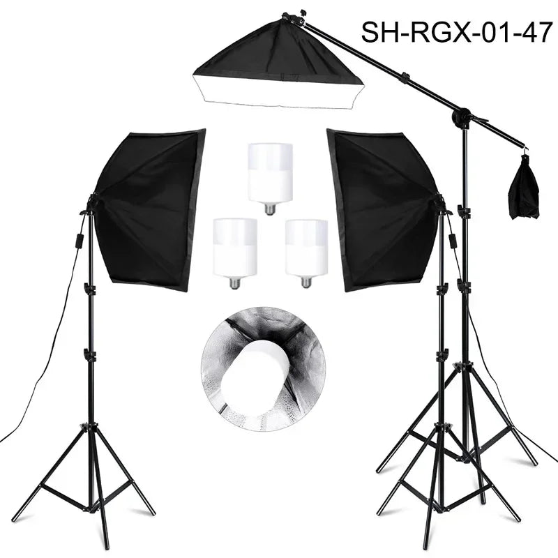 Photography 50x70CM Softbox Light Kits Professional Light System With E27 Photographic Bulbs Photo Studio Equipment