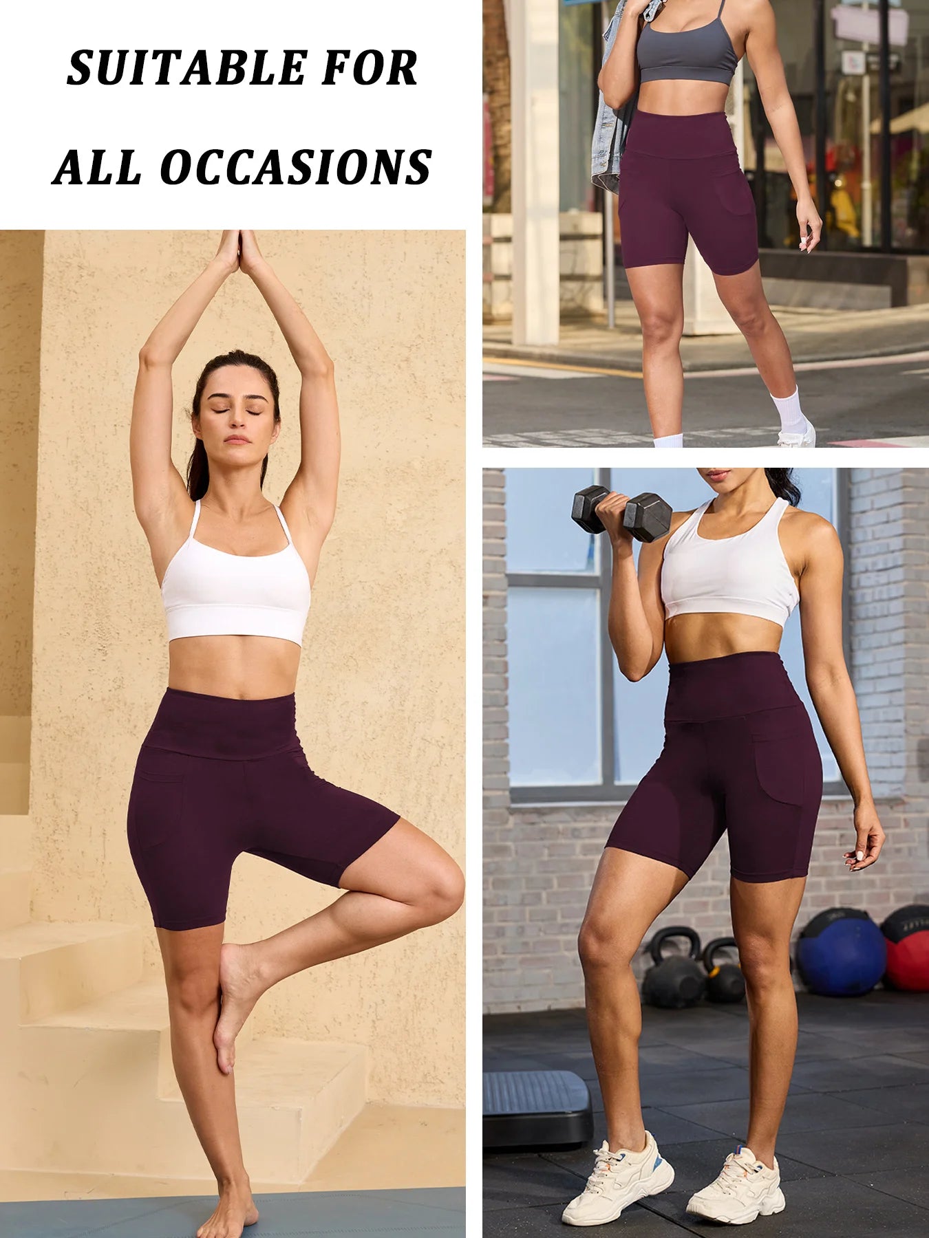 Plus Size Women Biker Shorts with Pockets High Waisted Super Soft No See Through Tummy Control Running Yoga