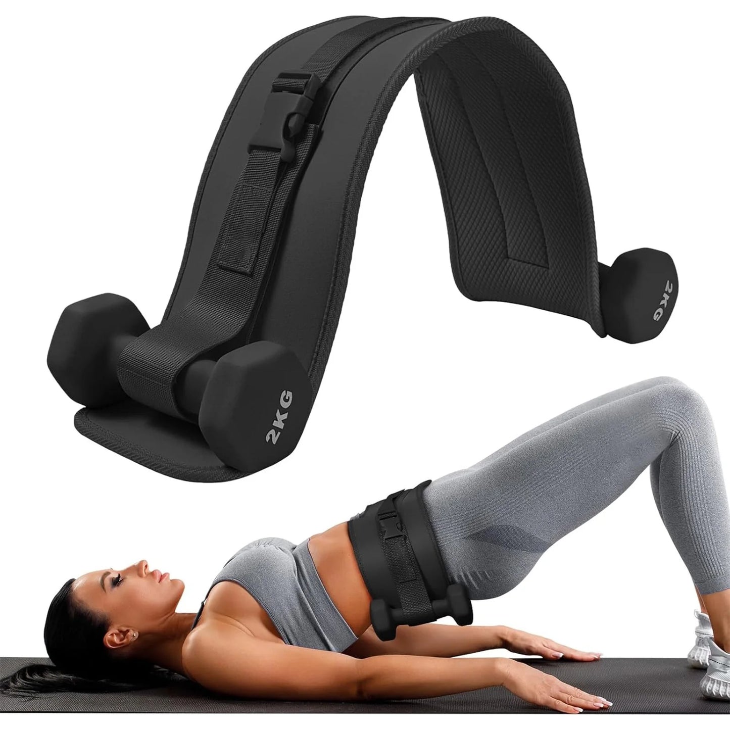 Exercise Hip Thrust Belt - Dumbbell Hip Thrust Belt, Thicken & Widen, Comfortable for Dumbbells, Kettlebells or Plates