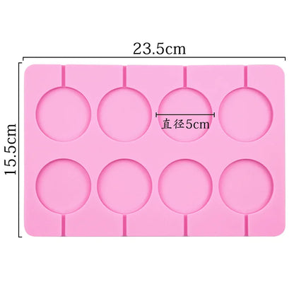 5cm Large Round Silicone Lollipop Molds 8 hole with sticks