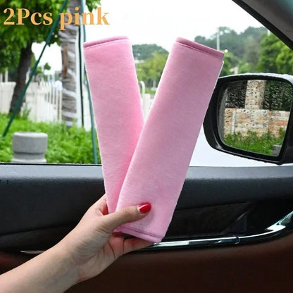 1/2Pcs Universal Comfortable Seat Belt Cover Adjustable Plush Car Safety Belt Cute Pink Car Accessories Car Accessories Interior
