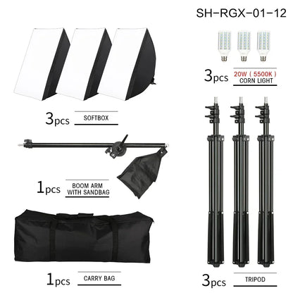 Photography 50x70CM Softbox Light Kits Professional Light System With E27 Photographic Bulbs Photo Studio Equipment