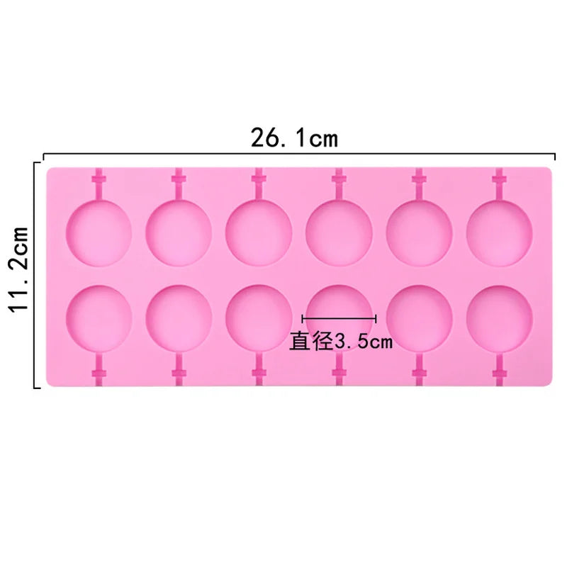 5cm Large Round Silicone Lollipop Molds 8 hole with sticks