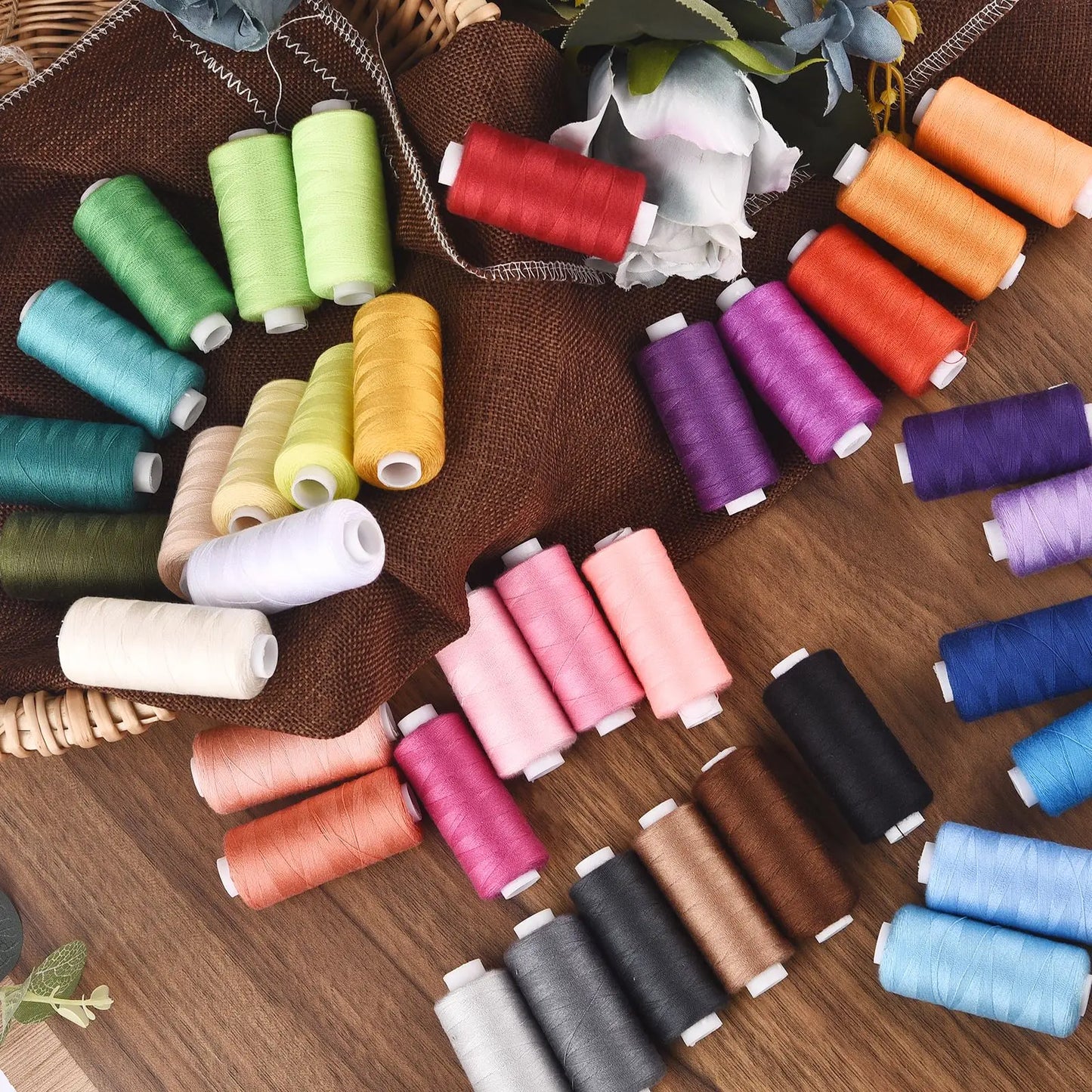 6 Roll/Set 400 Yards Sewing Thread Machine Hand Embroidery Good Polyester Thread Strong Durable For Needlework DIY Sewing Repair