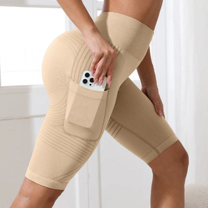 Biker Shorts Women with Pockets High Waisted Workout  Tummy Control Gym Running Yoga Shorts