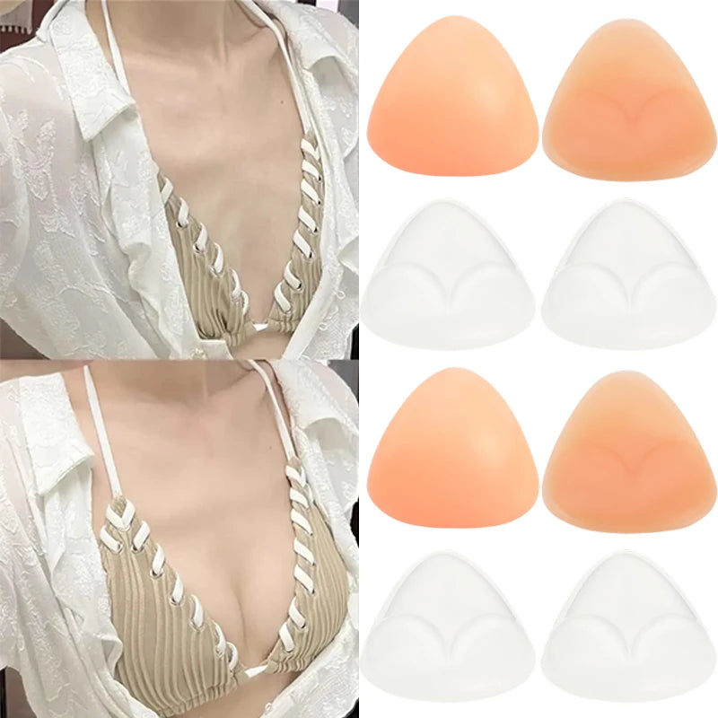 2pcs Silicone Bra Inserts Breast Pads Sticky Push-up Women Bra Cup Thicker Nipple Cover Patch Bikini Inserts for Swimsuit Gifts