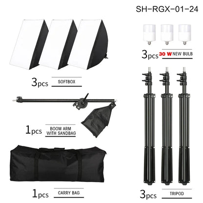Photography 50x70CM Softbox Light Kits Professional Light System With E27 Photographic Bulbs Photo Studio Equipment