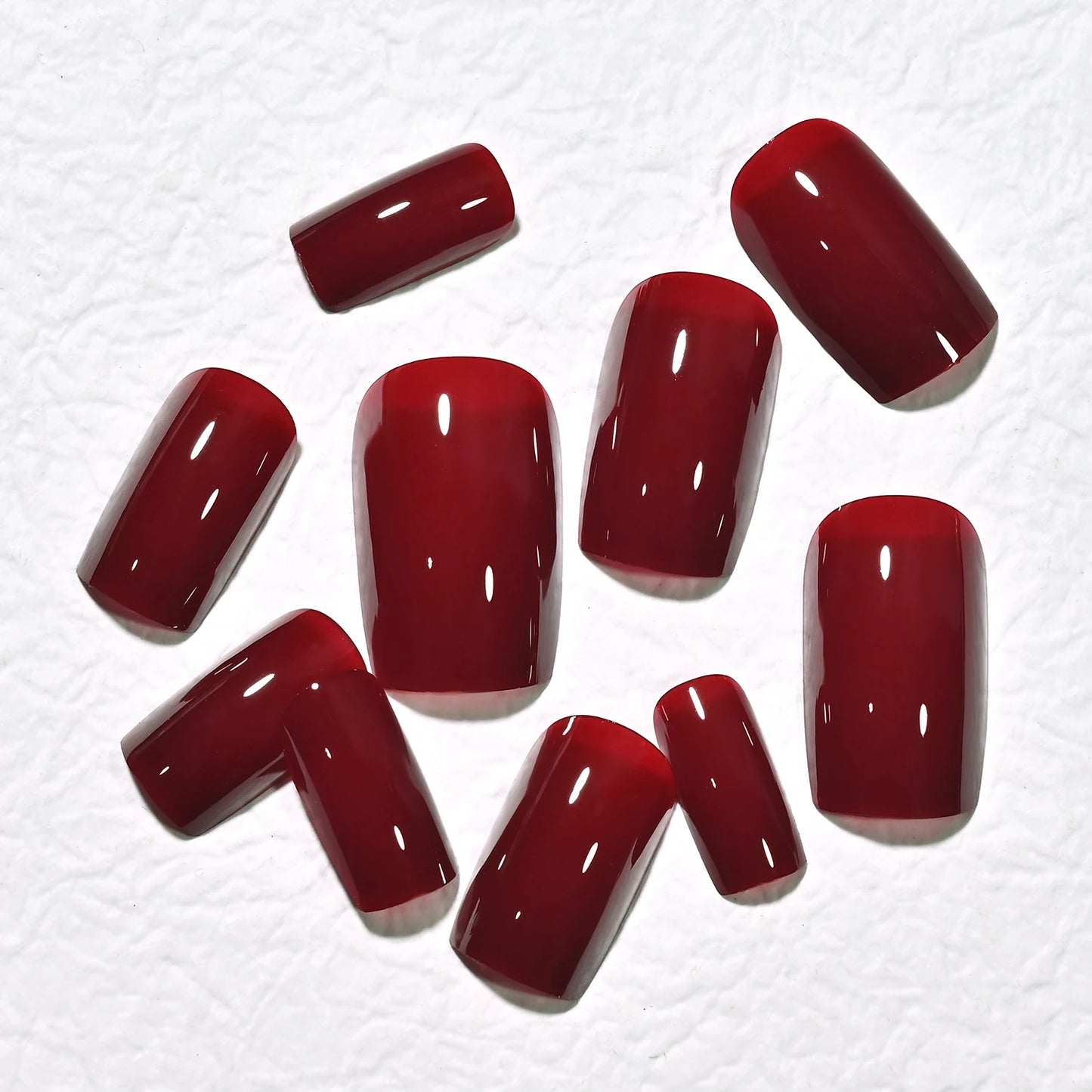 120pcs Wine Red Press On Nails Medium Square Glossy Solid Color Fake Nails, Full Cover Acrylic False Nails for Women, Daily & Pa
