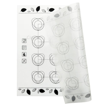 Baking Mat for Oven, Small 29 x 26cm, White, with Circles & Hearts Patterns, Reusable Non Stick Bakeware Mats for Cookie Macaron