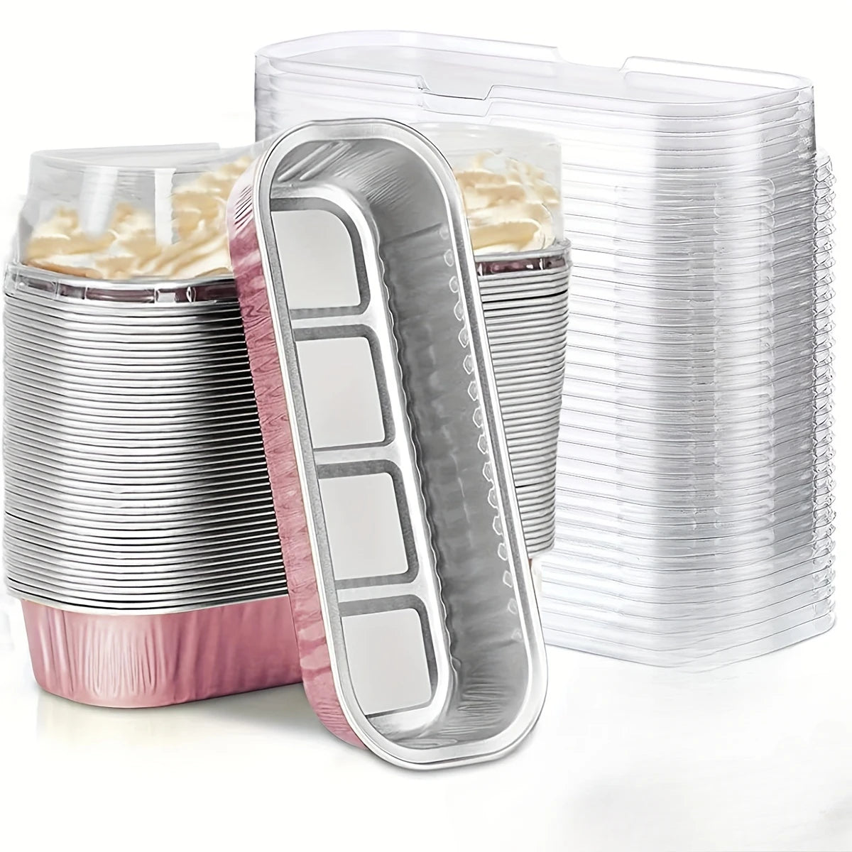 30 Pack Mini Loaf Baking Pans with Lids (6.8oz) Rectangle Aluminum Foil Baking Box Cake Pan  Bread Mold baking tray bakeware