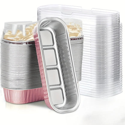 30 Pack Mini Loaf Baking Pans with Lids (6.8oz) Rectangle Aluminum Foil Baking Box Cake Pan  Bread Mold baking tray bakeware