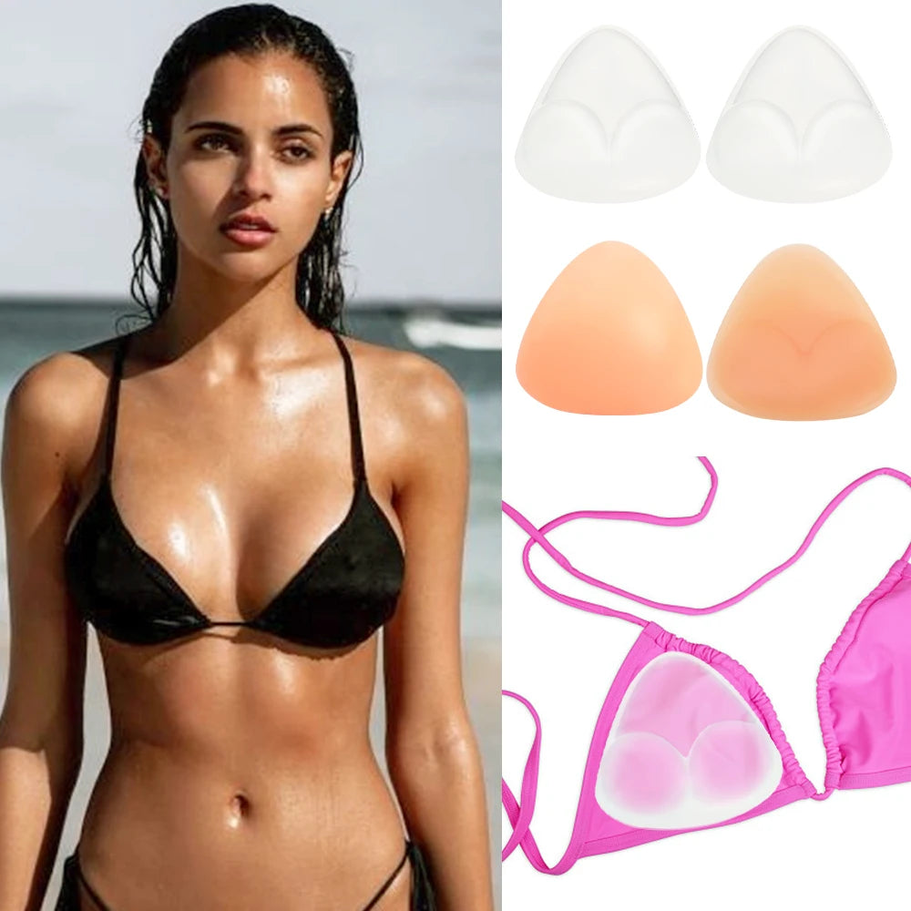 2pcs Silicone Bra Inserts Breast Pads Sticky Push-up Women Bra Cup Thicker Nipple Cover Patch Bikini Inserts for Swimsuit Gifts