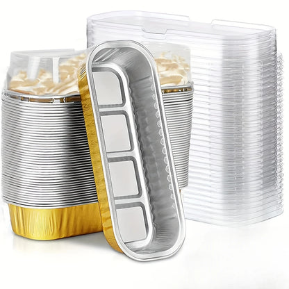 30 Pack Mini Loaf Baking Pans with Lids (6.8oz) Rectangle Aluminum Foil Baking Box Cake Pan  Bread Mold baking tray bakeware