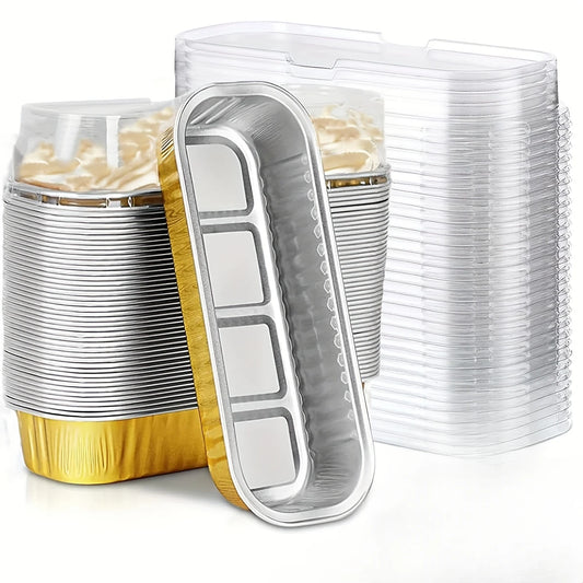 30 Pack Mini Loaf Baking Pans with Lids (6.8oz) Rectangle Aluminum Foil Baking Box Cake Pan  Bread Mold baking tray bakeware
