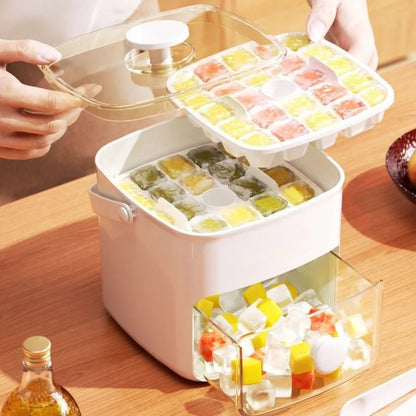Large 48-grid Ice Cube Machine with Easy-to-slip Double-layer Design - Food-grade Plastic Storage Tray