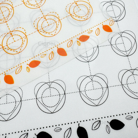 Baking Mat for Oven, Small 29 x 26cm, White, with Circles & Hearts Patterns, Reusable Non Stick Bakeware Mats for Cookie Macaron