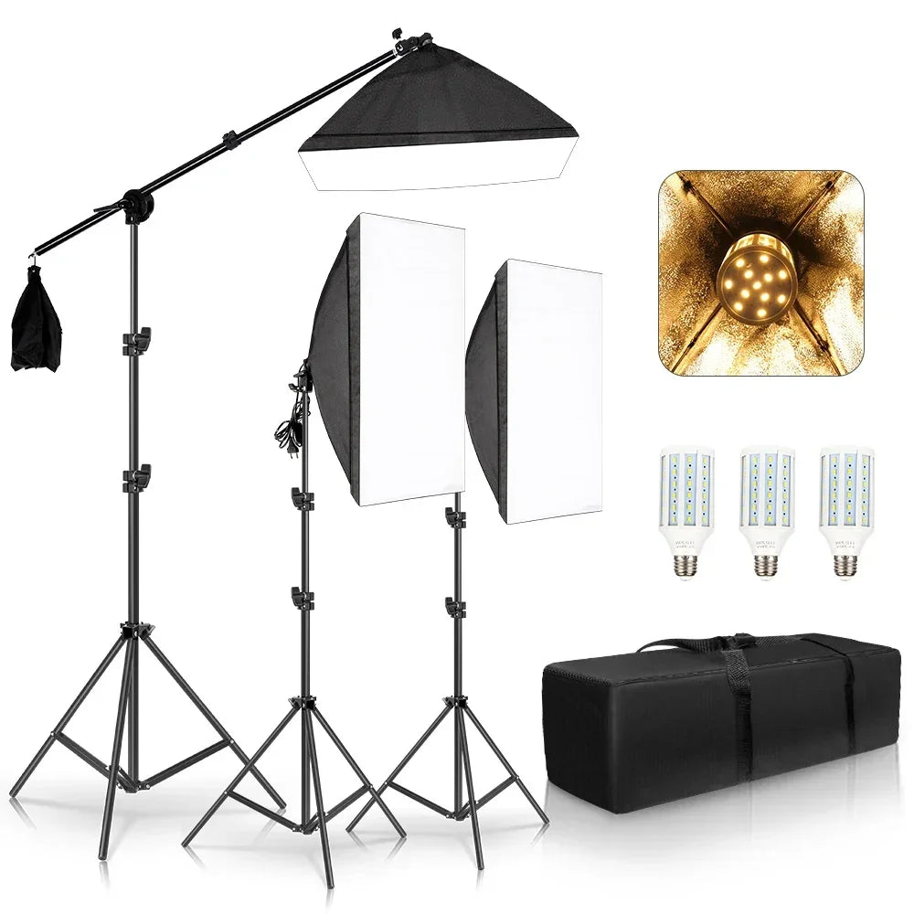 Photography 50x70CM Softbox Light Kits Professional Light System With E27 Photographic Bulbs Photo Studio Equipment