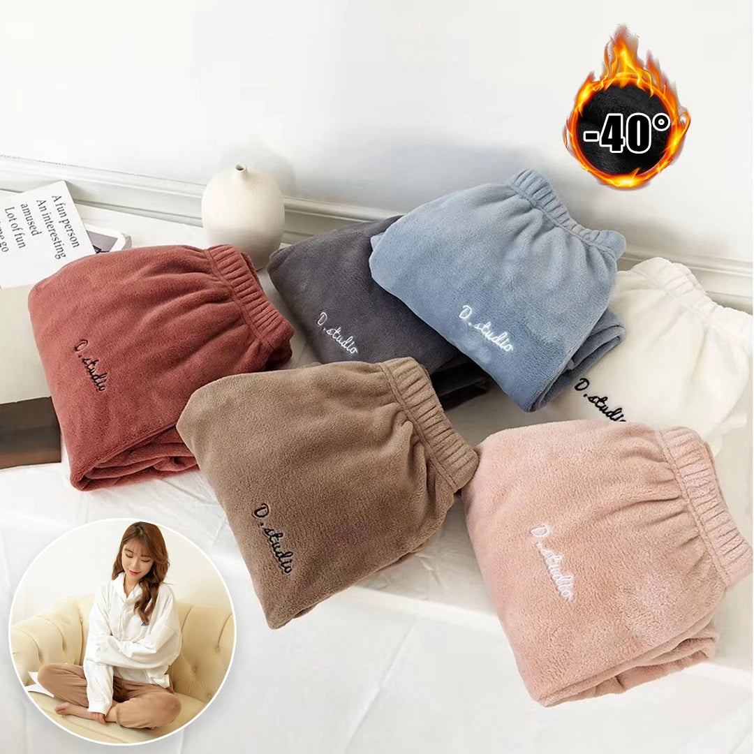 Winter Plush Thermal Pajama Pants for Women Soft Fleece Lined Lounge Wear Comfortable Elastic Waist Warm Home Sleepwear