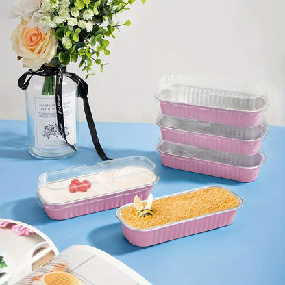 30 Pack Mini Loaf Baking Pans with Lids (6.8oz) Rectangle Aluminum Foil Baking Box Cake Pan  Bread Mold baking tray bakeware
