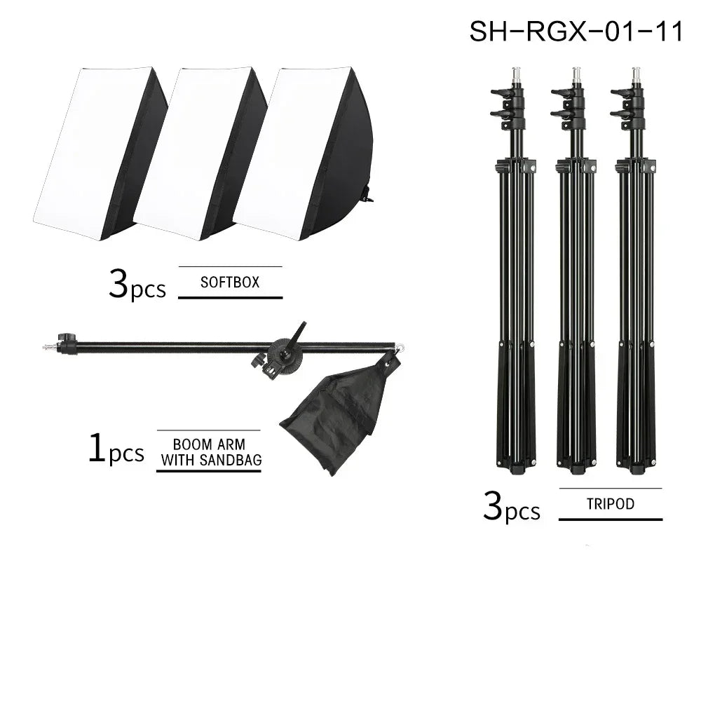 Photography 50x70CM Softbox Light Kits Professional Light System With E27 Photographic Bulbs Photo Studio Equipment