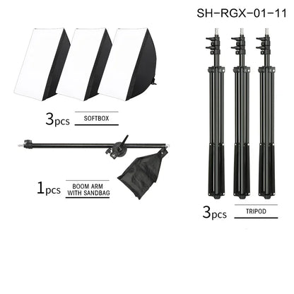 Photography 50x70CM Softbox Light Kits Professional Light System With E27 Photographic Bulbs Photo Studio Equipment