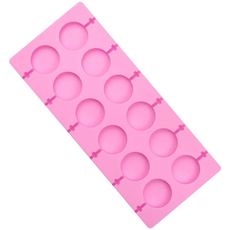 5cm Large Round Silicone Lollipop Molds 8 hole with sticks