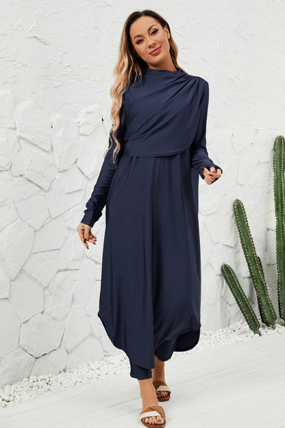 Black Modest Swimwear Women with Swim Cap 2025 Summer Swimsuit 3 Piece Set Burkini Muslim Mujer Robe Femme Musulmane Clothing