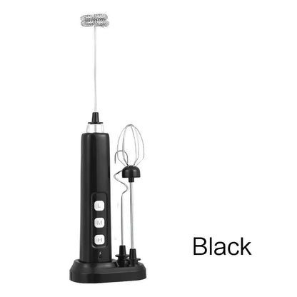 Handheld USB Rechargeable Mixer - Mini Electric Milk Frother with 3 Speeds, Whisking & Baking Aid, Multi-functional Attachments