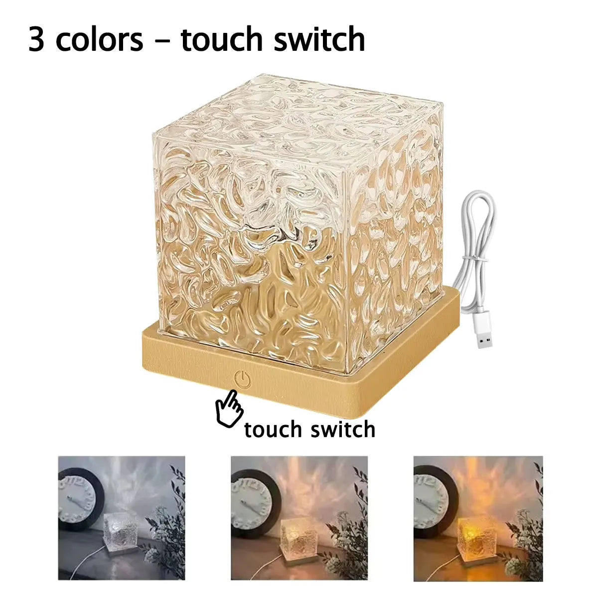 3/16 Colors Water Ripple Projector Dynamic Rotating LED Night Light with Remote Dimming Family Bedroom Romantic Ocean Decor Lamp