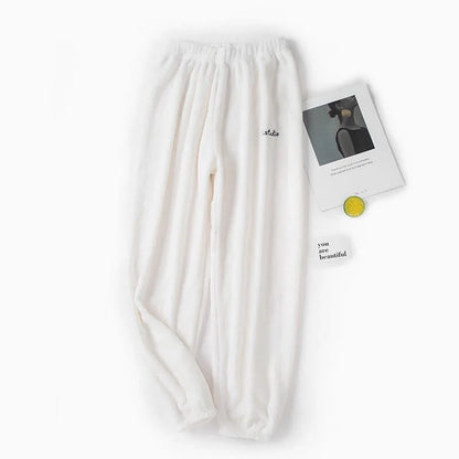 Winter Plush Thermal Pajama Pants for Women Soft Fleece Lined Lounge Wear Comfortable Elastic Waist Warm Home Sleepwear