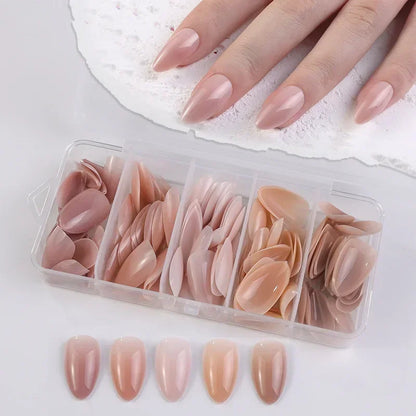 140PCS Skin Tones Press on Nails 3-IN-1 Nude Natural Soft Nail Tips Set Ultra-Fit Gel Nail Extensions Easy Manicure DIY