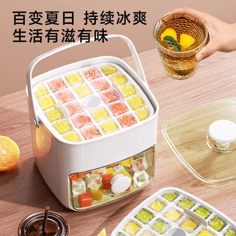 Large 48-grid Ice Cube Machine with Easy-to-slip Double-layer Design - Food-grade Plastic Storage Tray