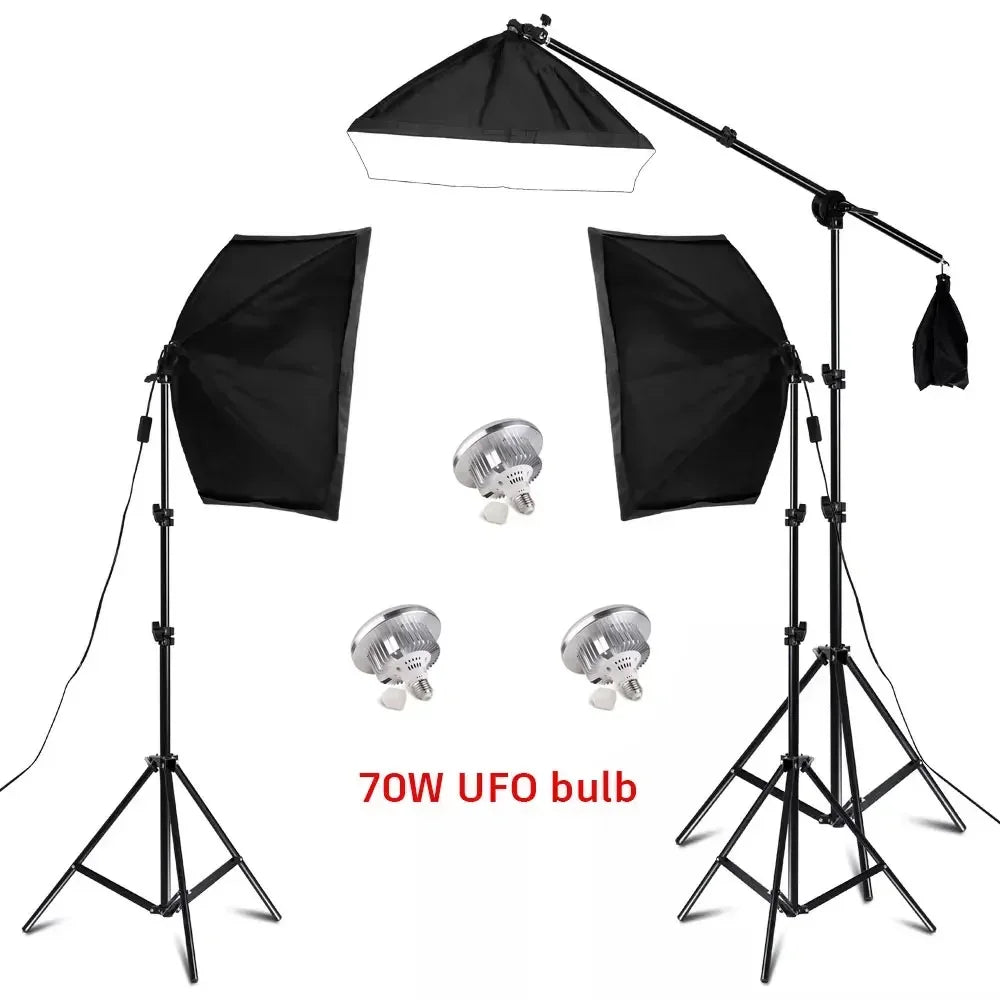 Photography 50x70CM Softbox Light Kits Professional Light System With E27 Photographic Bulbs Photo Studio Equipment