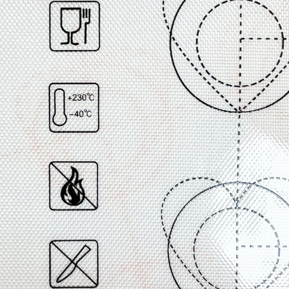 Baking Mat for Oven, Small 29 x 26cm, White, with Circles & Hearts Patterns, Reusable Non Stick Bakeware Mats for Cookie Macaron