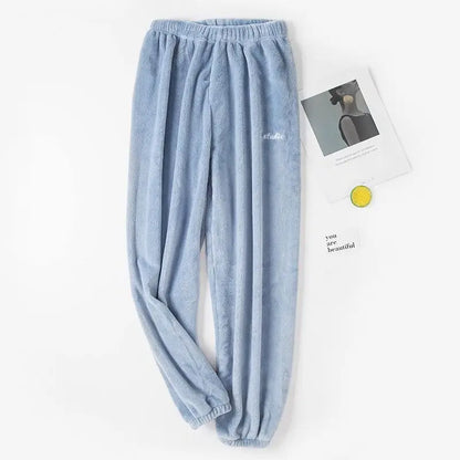 Winter Plush Thermal Pajama Pants for Women Soft Fleece Lined Lounge Wear Comfortable Elastic Waist Warm Home Sleepwear