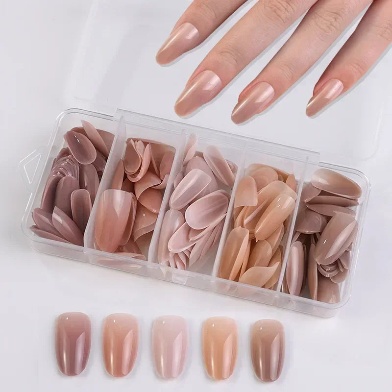140PCS Skin Tones Press on Nails 3-IN-1 Nude Natural Soft Nail Tips Set Ultra-Fit Gel Nail Extensions Easy Manicure DIY