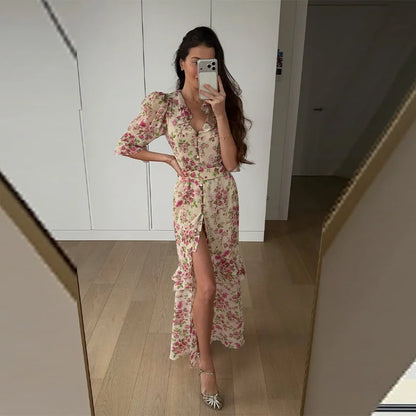 Elegant Printed Women's Summer Dress Sleeveless Halter Waist-closed A-line Lady Dresses Spring Fashion Female Vacation Robe 2026