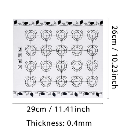 Baking Mat for Oven, Small 29 x 26cm, White, with Circles & Hearts Patterns, Reusable Non Stick Bakeware Mats for Cookie Macaron