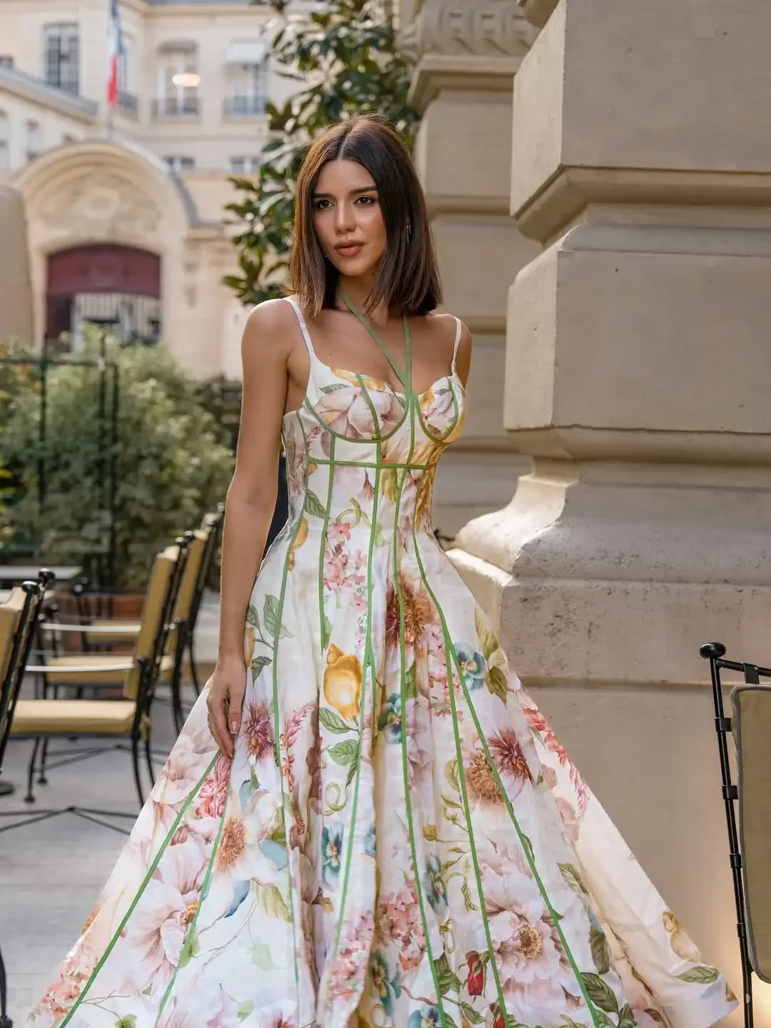 Elegant Printed Women's Summer Dress Sleeveless Halter Waist-closed A-line Lady Dresses Spring Fashion Female Vacation Robe 2026