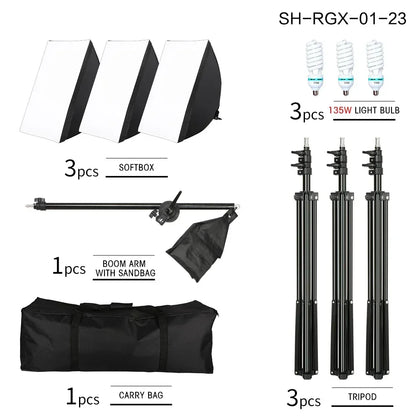 Photography 50x70CM Softbox Light Kits Professional Light System With E27 Photographic Bulbs Photo Studio Equipment